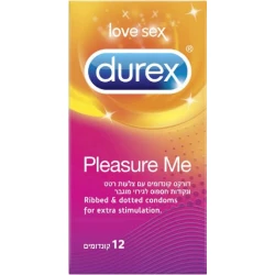 דורקס קונדומים PLEASURE ME עם צלעות רטט ונקודות חספוס לגירוי מוגבר 12 יחידות - מבית DUREX