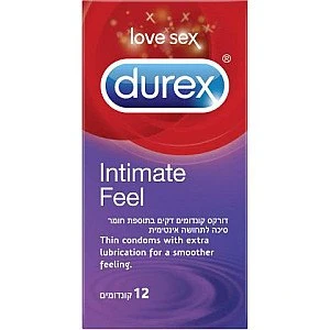  דורקס קונדומים דקים INTIMATE FEEL בתוספת חומר סיכה לתחושה אינטימית 12 יחידות - מבית DUREX