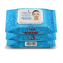 קרליין מארז מגבונים להסרת איפור פנים ועיניים 75 יחידות - מבית CARELINE