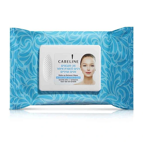 קרליין מגבונים להסרת איפור פנים ועיניים 25 יחידות - מבית CARELINE