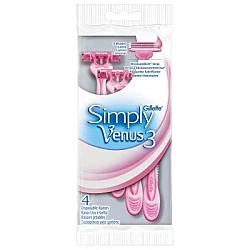 ונוס סימפל 3 להבים סכיני גילוח חד פעמיים לנשים 4 יחידות - מבית Gillette