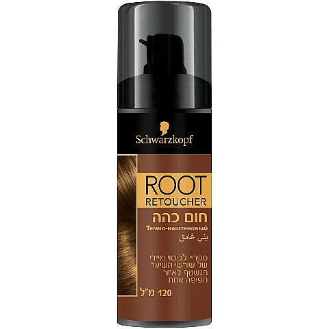רוט ריטצ'ר ספריי לכיסוי מיידי של שורשי השיער - חום כהה 120 מ"ל - מבית Schwarzkopf רוט ריטצ'ר ספריי לכיסוי מיידי של שורשי השיער - חום כהה 120 מ"ל - מבית Schwarzkopf