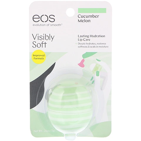 EOS Lip Balm - אי או אס שפתון לחות בטעם מלפפון מלון - בבית EOS EOS Lip Balm - אי או אס שפתון לחות בטעם מלפפון מלון - בבית EOS