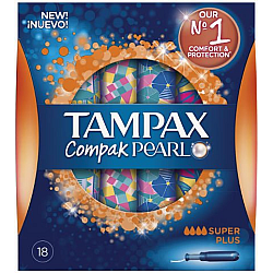 טמפקס טמפונים קומפאק פרל עם מוליך סופר פלוס 18 יחידות - מבית TAMPAX