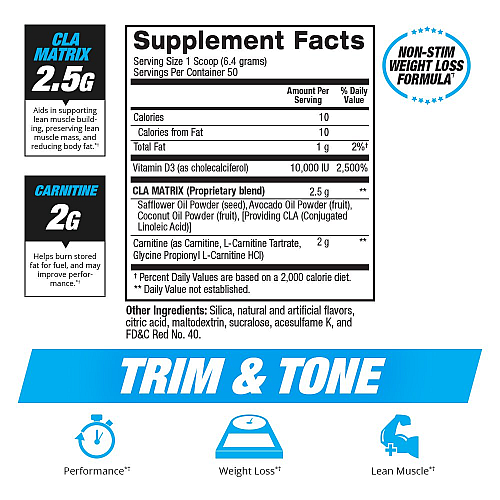 שורפי שומן ל-קרניטין + CLA  בי פי אי 300 גרם - טעם ברד פירות - מבית BPI Sport