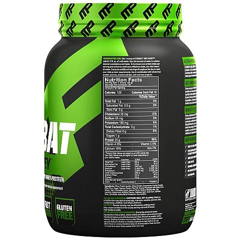 קומבט אבקת חלבון מי גבינה WHEY מאסל פארם טעם קרם עוגיות 907 גרם - מבית MusclePharm קומבט אבקת חלבון מי גבינה WHEY מאסל פארם טעם קרם עוגיות 907 גרם - מבית MusclePharm