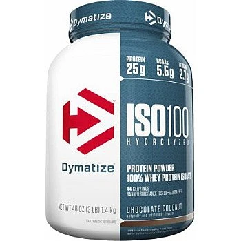 אבקת חלבון איזו 100 דיימטייז ISO 100 בטעם קוקוס שוקולד 1.4 ק"ג - מבית Dymatize Nutrition