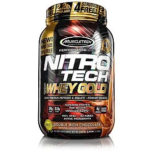 חלבון מי גבינה Whey Gold ניטרו טק מאסל טק טעם שוקולד משקל 1.02 ק"ג - מבית MuscleTech