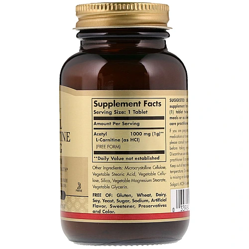 אצטיל ל-קרניטין 1000 מ"ג סולגאר - 30 טבליות מבית SOLGAR