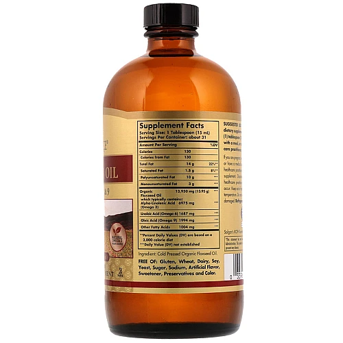 שמן זרעי פשתן נוזל אורגני סולגאר - 473 מ"ל מבית SOLGAR