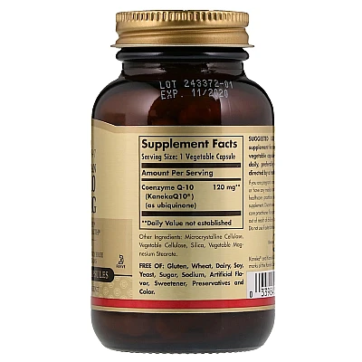 קו-אנזים Q10 צמחי 120 מ"ג סולגאר - 60 כמוסות צמחיות מבית SOLGAR