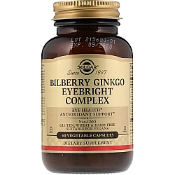 קומפלקס אוכמניות ג'ינקו בילובה ואייברייט סולגאר - 60 כמוסות צמחיות מבית SOLGAR