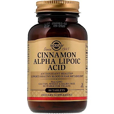 קינמון וחומצה אלפא ליפואית סולגאר - 90 טבליות מבית SOLGAR