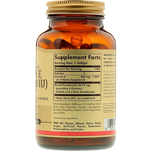 ויטמין E טבעי יבש 400 יחב"ל סולגאר - 100 כמוסות צמחיות מבית SOLGAR