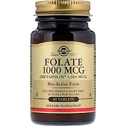 חומצה פולית מטאפולין 400 מק"ג סולגאר - 60 טבליות מבית SOLGAR