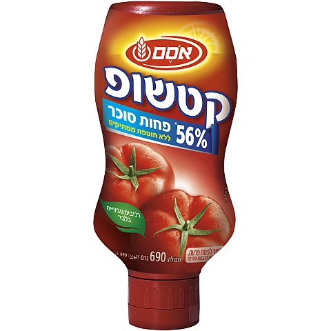 אסם קטשופ 56% פחות סוכר כשר לפסח 690 גרם אסם קטשופ 56% פחות סוכר כשר לפסח 690 גרם