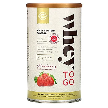 אבקת חלבון מֵי גבינה סולגאר מי גבינה Whey To Go טעם תות משקל 454 גרם - מבית SOLGAR