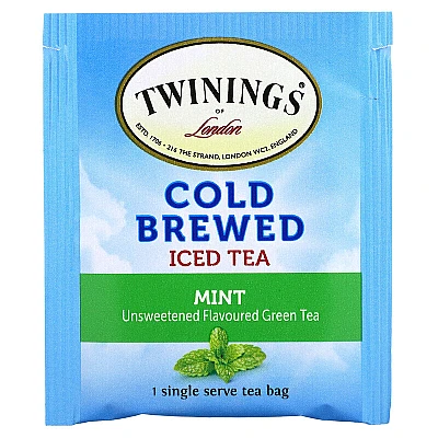 טווינינגס תה קר חליטה קרה ותה ירוק Cold Brewed Iced Tea לא ממותק בטעם מנטה 20 שקיקי - מבית Twinings