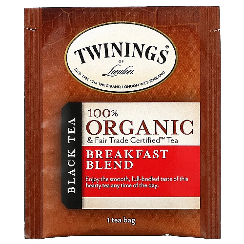 טווינינגס תה שחור תערובת ארוחת בוקר Breakfast Blend אורגני 20 שקיקי - מבית Twinings