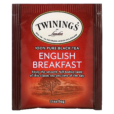 תה שחור טווינינגס אינגליש ברקפסט English Breakfast בשקיות 100 יחידות - מבית Twinings