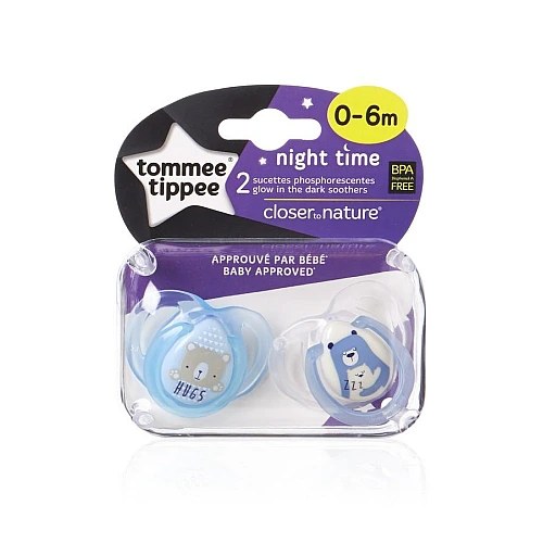 זוג מוצצים זוהרים בחושך 0-6 - הכי טבעי טומי טיפי - מבית Tommee Tippee