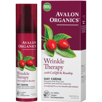 קרם יום לטיפול בקמטים מועשר בשמן פרי הורד ו- CoQ10 אבלון אורגניקס 50 גרם - מבית Avalon Organics