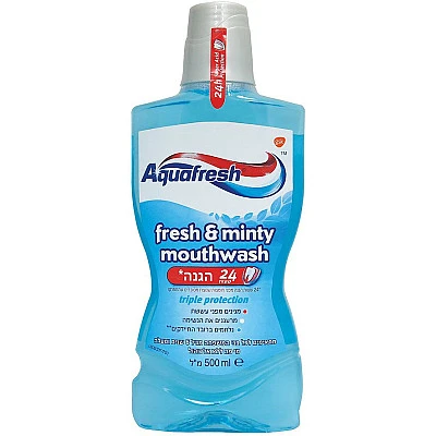 אקווה פרש שטיפת פה ללא אלכוהול 24 שעות הגנה 500 מ"ל