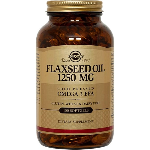 כמוסות שמן זרעי פשתה סולגאר 1250 מ״ג - 250 כמוסות רכות מבית SOLGAR