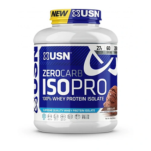 אבקת חלבון מי גבינה מבודד Zero Carb ISO Pro ללא סוכר ופחמימה בטעם שוקולד 2.04  ק"ג - מבית USN
