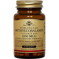 ויטמין B12 סולגאר מתילקובלמין למציצה מתחת ללשון - 50 טבליות מבית SOLGAR