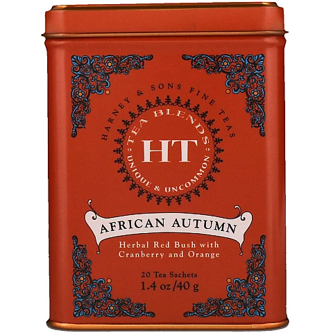 תה מרגיע אפריקני סתיו African Autumn בפחית 40 גרם 20 שקיות - מבית Harney & Sons תה מרגיע אפריקני סתיו African Autumn בפחית 40 גרם 20 שקיות - מבית Harney & Sons