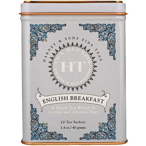 תה שחור ארוחת בוקר אנגלית English Breakfast בפחית 40 גרם 20 שקיות - מבית Harney & Sons תה שחור ארוחת בוקר אנגלית English Breakfast בפחית 40 גרם 20 שקיות - מבית Harney & Sons
