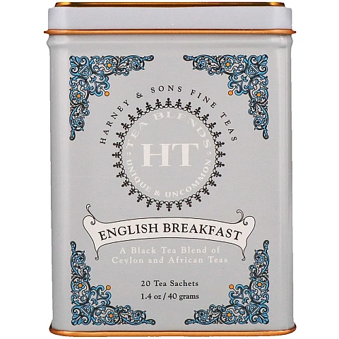 תה שחור ארוחת בוקר אנגלית English Breakfast בפחית 40 גרם 20 שקיות - מבית Harney & Sons תה שחור ארוחת בוקר אנגלית English Breakfast בפחית 40 גרם 20 שקיות - מבית Harney & Sons