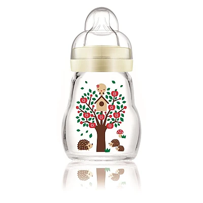 מאמ בקבוק זכוכית בטוח ועמיד בפני שינוי טמפרטורה 0+ לבן - 170 מ"ל - מבית MAM