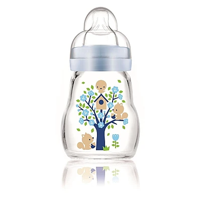 מאמ בקבוק זכוכית בטוח ועמיד בפני שינוי טמפרטורה 0+ תכלת - 120 מ"ל - מבית MAM