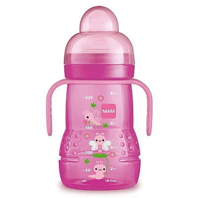 מאמ בקבוק אימון עם ידיות 4+ ורוד - 220 מ"ל - מבית MAM