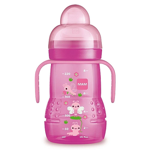 מאמ בקבוק אימון עם ידיות 4+ ורוד - 220 מ"ל - מבית MAM