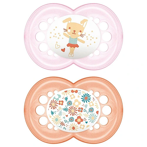 מאמ זמן לאהבה מוצצי סיליקון 6+ חודשים ורוד - 2 יחידות - מבית MAM