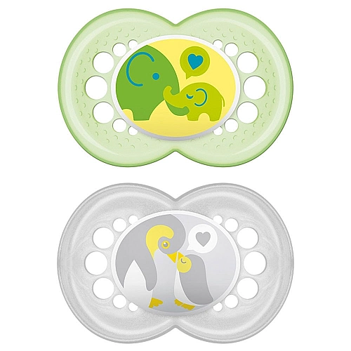 מאמ זמן לאהבה מוצצי סיליקון 6+ חודשים ירוק - 2 יחידות - מבית MAM