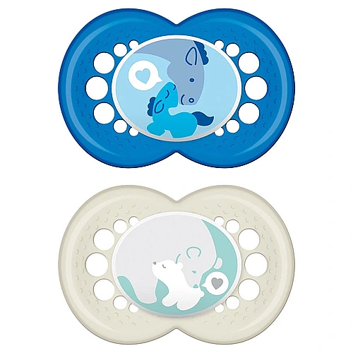מאמ זמן לאהבה מוצצי סיליקון 6+ חודשים כחול  - 2 יחידות - מבית MAM