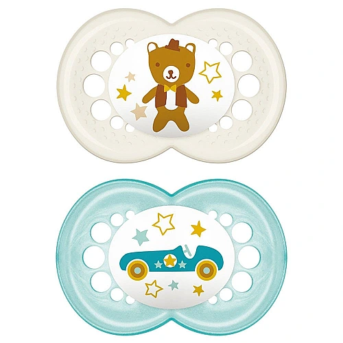 מאמ זמן לאהבה מוצצי סיליקון 6+ חודשים תכלת - 2 יחידות - מבית MAM