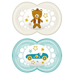מאמ זמן לאהבה מוצצי סיליקון 6+ חודשים תכלת - 2 יחידות - מבית MAM