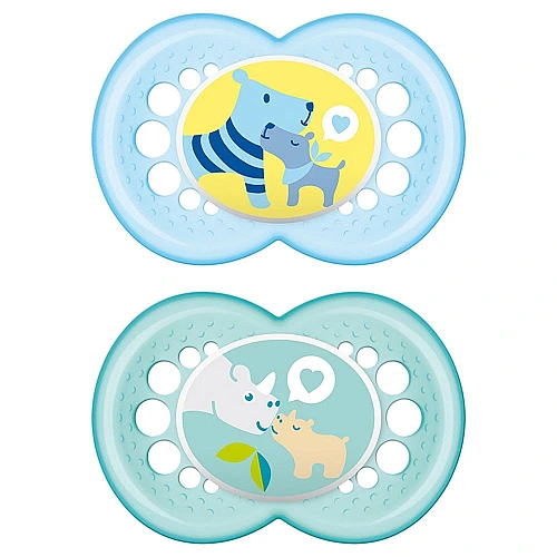 מאמ זמן לאהבה מוצצי סיליקון 6+ חודשים תכלת - 2 יחידות - מבית MAM