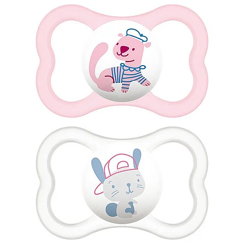 מאמ מוצץ אייר חיות סיליקון 6+ חודשים ורוד - 2 יחידות - מבית MAM
