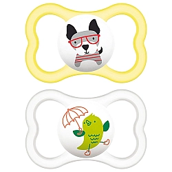 מאמ מוצץ אייר חיות סיליקון 6+ חודשים צהוב - 2 יחידות - מבית MAM