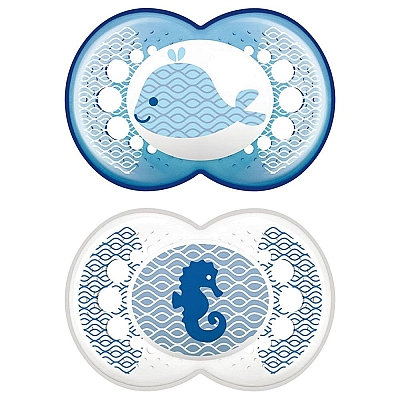 מאמ קלירליין מוצצי סיליקון 6+ כחול - 2 יחידות - מבית MAM