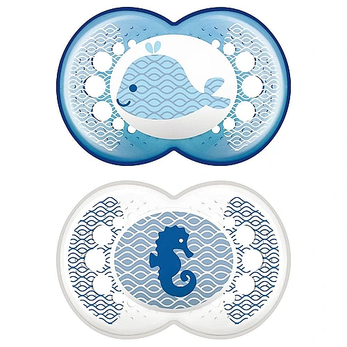 מאמ קלירליין מוצצי סיליקון 6+ כחול - 2 יחידות - מבית MAM