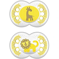 מאמ קלירליין מוצצי סיליקון 6+ צהוב - 2 יחידות - מבית MAM