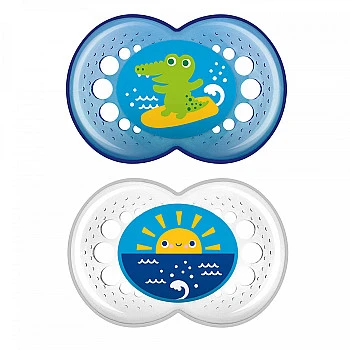 מאמ קריסטל מוצצי סיליקון 6+ תכלת - 2 יחידות - מבית MAM