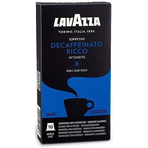 קפסולות קפה Decaffeinato Ricco נטול קפאין חוזק 6 לנספרסו 10 יחידות לוואצה